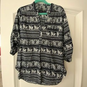 Windsor Navy Elephant Print Tunic - Medium